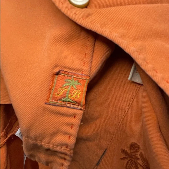 TOMMY BAHAMA Button Shirt 100% Silk Orange Men’s Size Large Tropical Beach - Picture 7 of 10